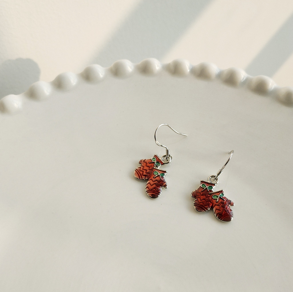 S925 Silver Needle Christmas Earrings Feminine Drop glaze festive earrings/Available from 2 pieces