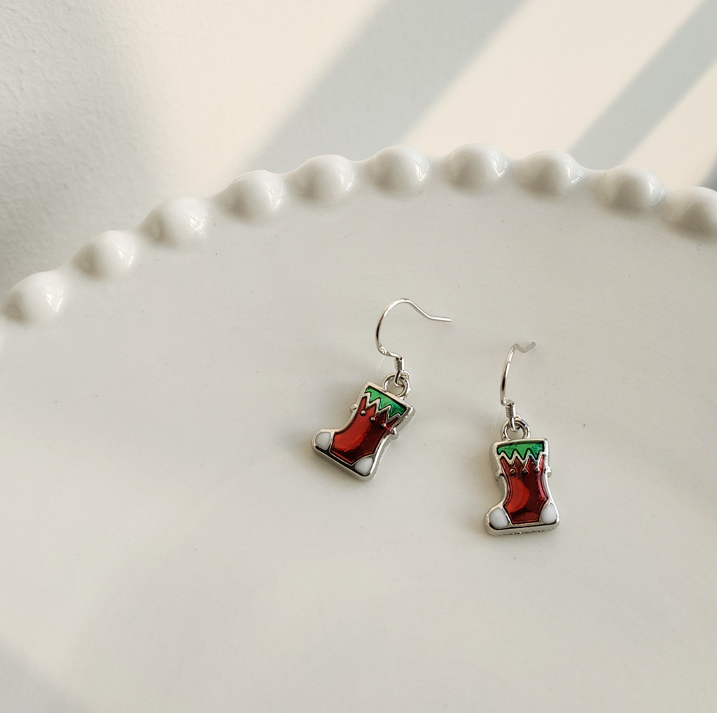 S925 Silver Needle Christmas Earrings Feminine Drop glaze festive earrings/Available from 2 pieces