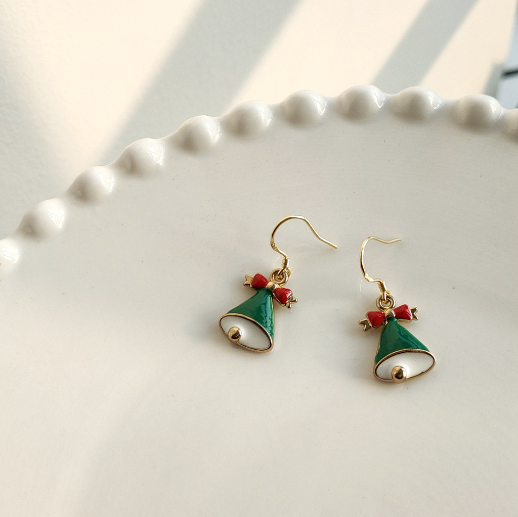 S925 Silver Needle Christmas Earrings Feminine Drop glaze festive earrings/Available from 2 pieces