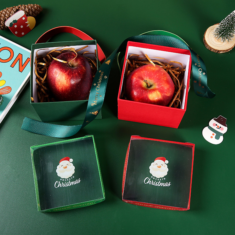 Christmas apple box Christmas Eve transparent gift box Empty box Christmas candy gift box