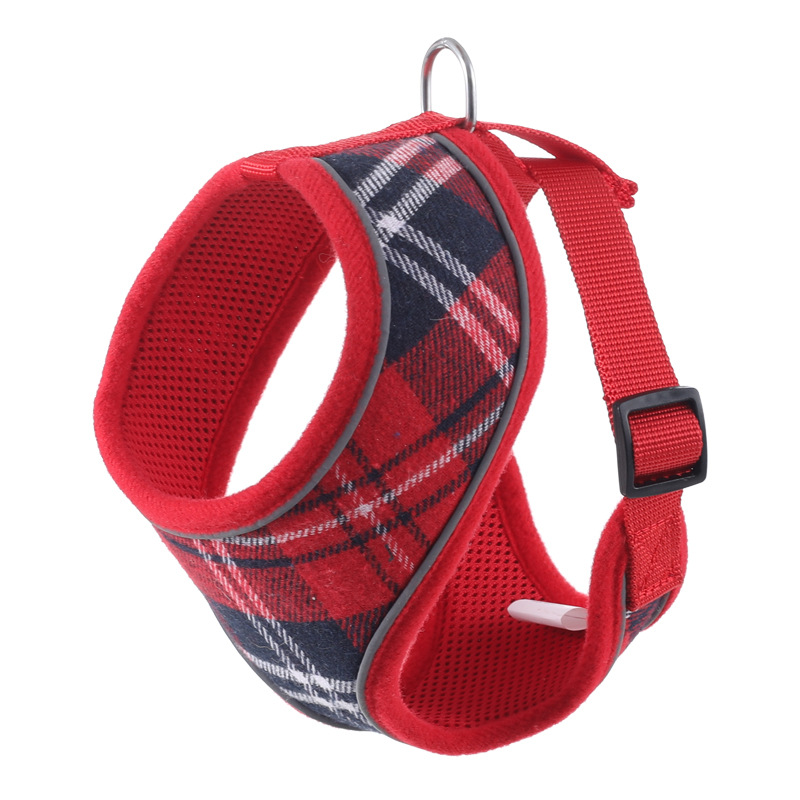Pet Products Dog collar dog chest strap Small and medium dog plaid vest collar pet chest strap