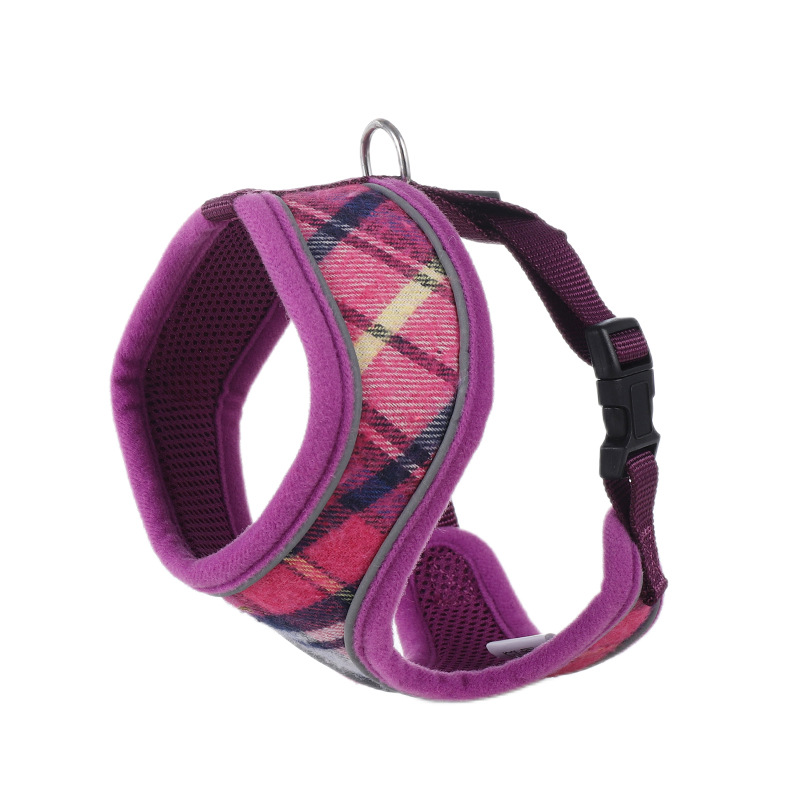 Pet Products Dog collar dog chest strap Small and medium dog plaid vest collar pet chest strap