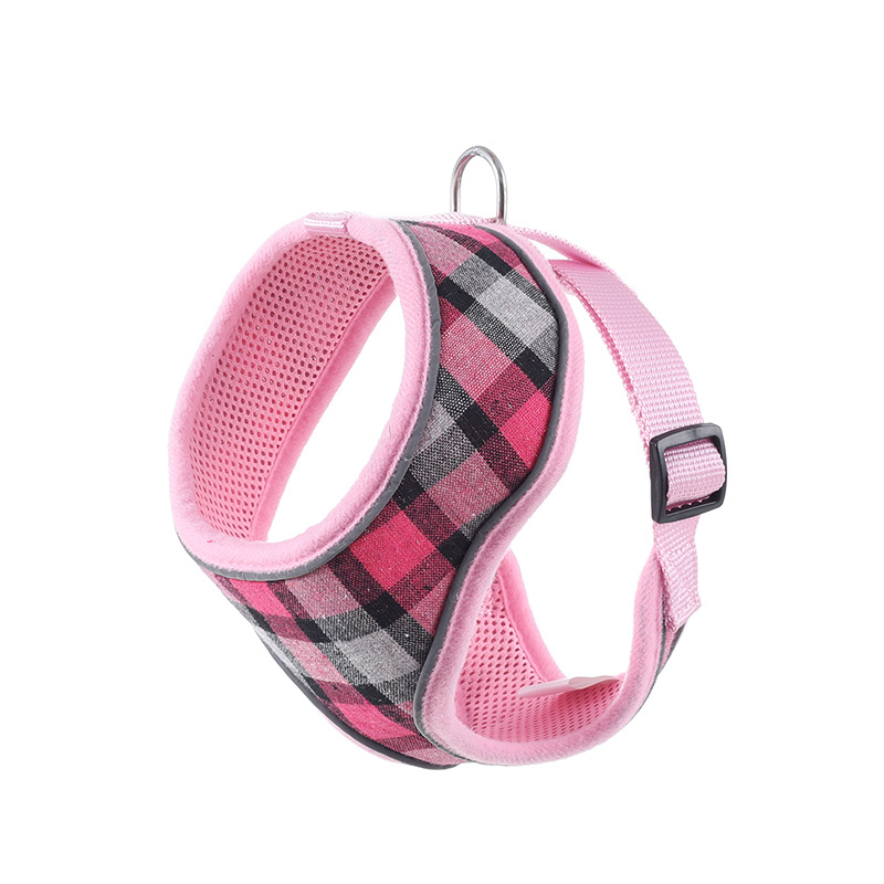 Pet Products Dog collar dog chest strap Small and medium dog plaid vest collar pet chest strap