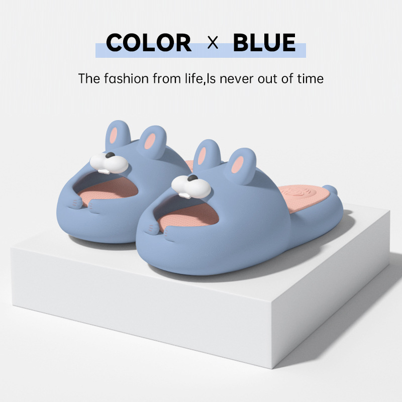 Cute cartoon Moji rabbit - soft soled Daddy shoes - indoor non-slip platform slippers - home EVA slippers