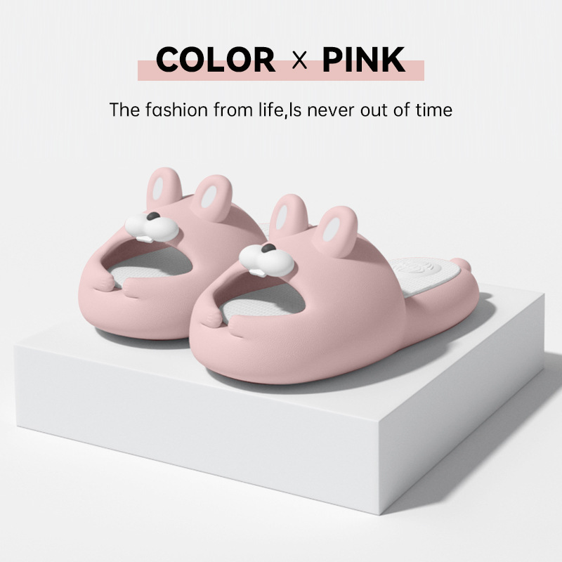 Cute cartoon Moji rabbit - soft soled Daddy shoes - indoor non-slip platform slippers - home EVA slippers