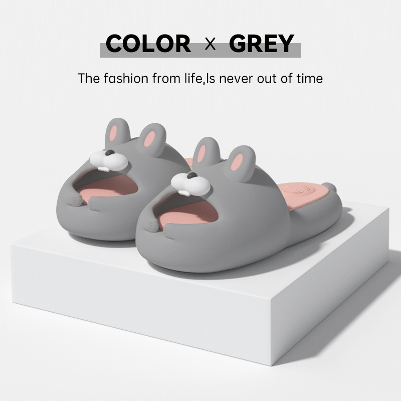 Cute cartoon Moji rabbit - soft soled Daddy shoes - indoor non-slip platform slippers - home EVA slippers