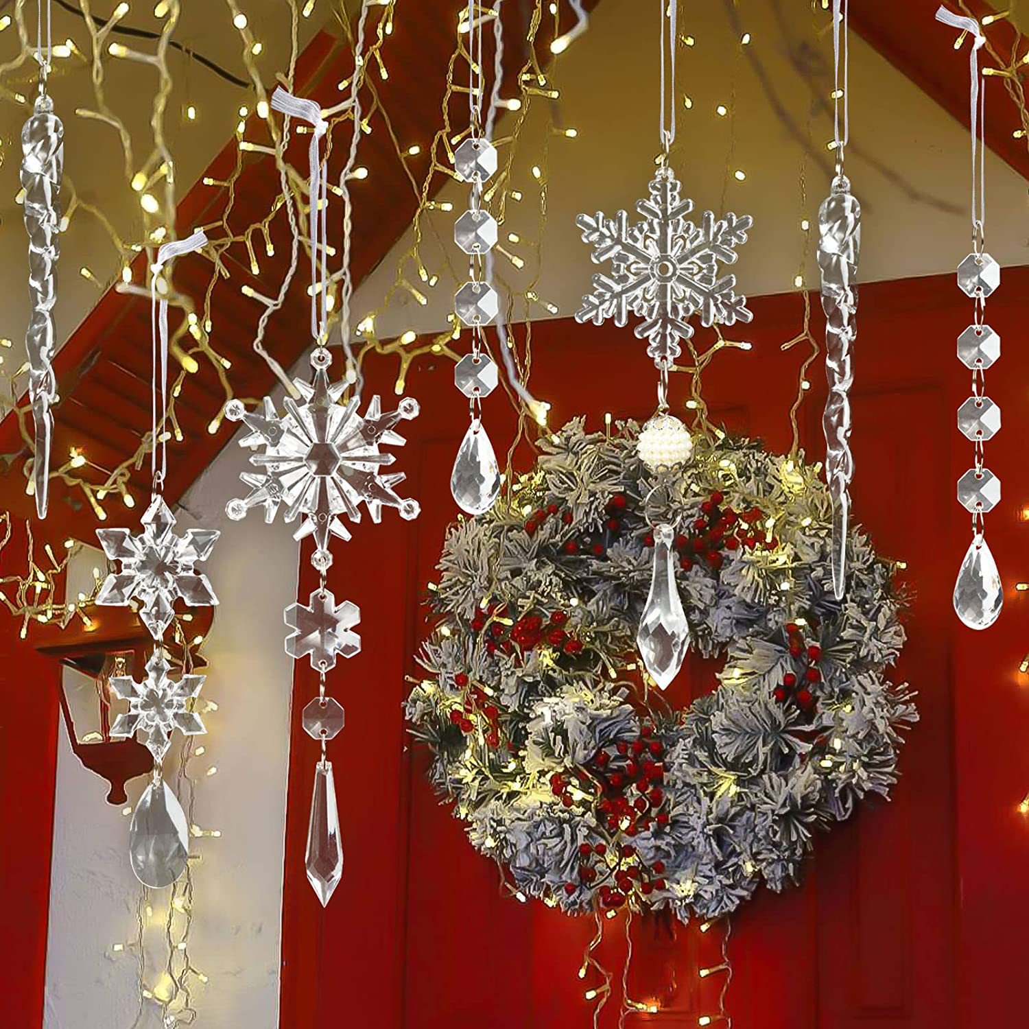 Christmas Decorations - Christmas Ice Bar - Transparent Snow Ice Edge - Acrylic fake ice pick 2pes
