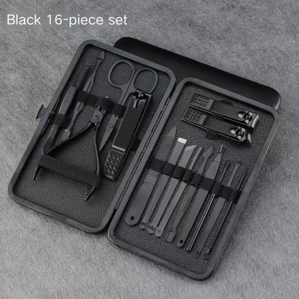 Black Stainless Steel Manicure Set Full Beauty Pliers Manicure Tool