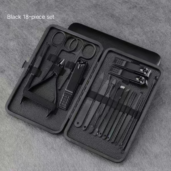 Black Stainless Steel Manicure Set Full Beauty Pliers Manicure Tool