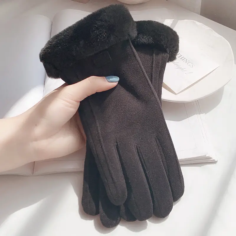Women's Stylish Suede Biker Gloves，Fleece Lined for Maximum Warmth