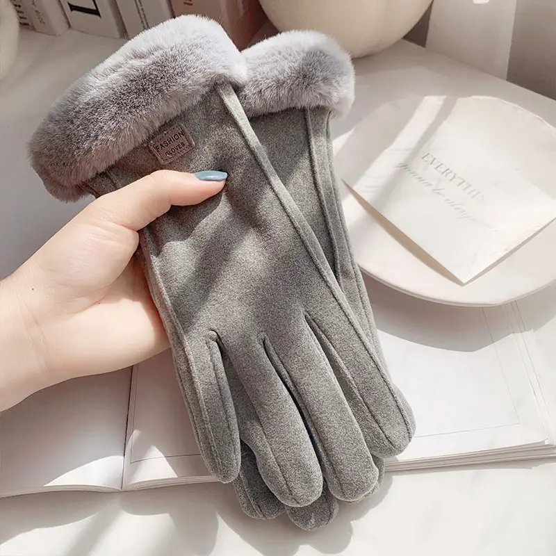 Women's Stylish Suede Biker Gloves，Fleece Lined for Maximum Warmth