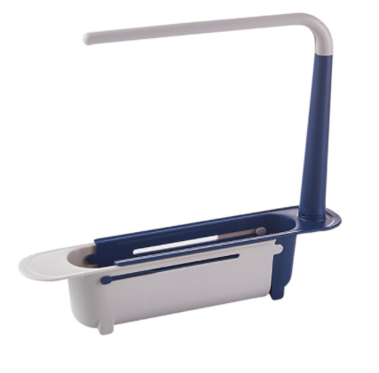 Expandable Kitchen Sink Shelf with Ventilated Drain & Towel Bar Easy Install Telescopic Storage