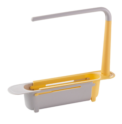 Expandable Kitchen Sink Shelf with Ventilated Drain & Towel Bar Easy Install Telescopic Storage