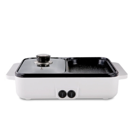 110V/220V 2 IN 1 Electric Hot Pot Cooker, Multifunctional Electric Non Stick Plate Easy to Use Safe, for Home