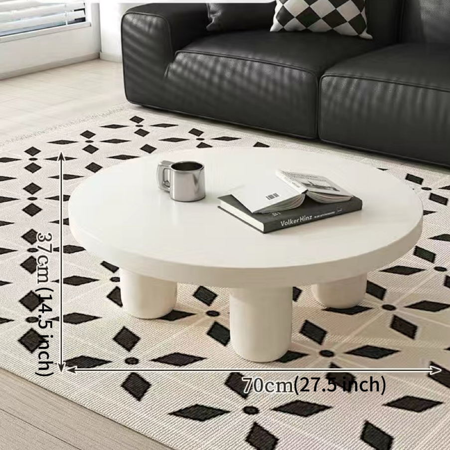 Modern Circular Coffee Table with French Cream Finish (1 Peice)