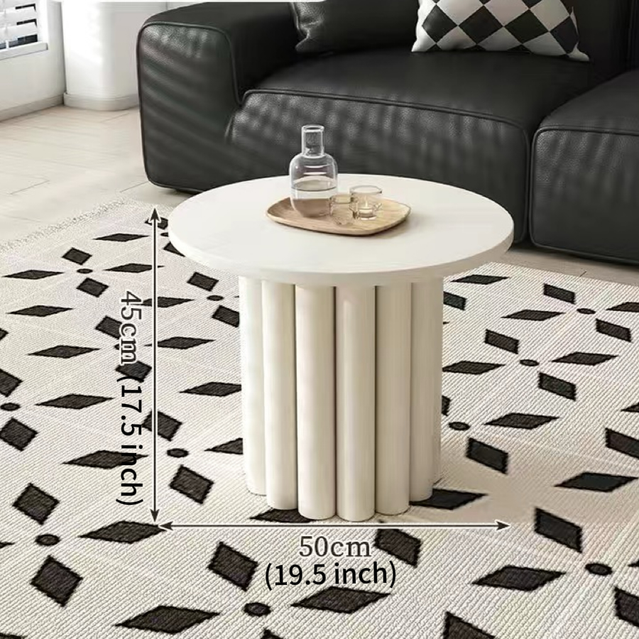 Modern Circular Coffee Table with French Cream Finish (1 Peice)