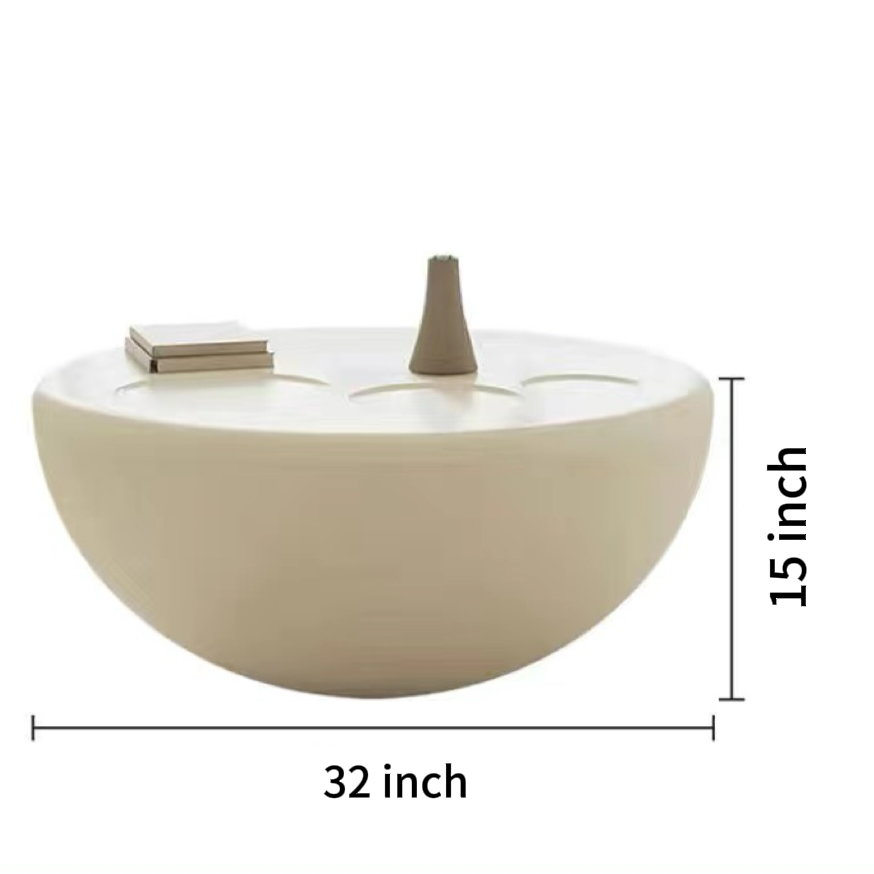 Small Living Room Coffee Table - Cream Finish with Cat Claw Design (1 Piece)