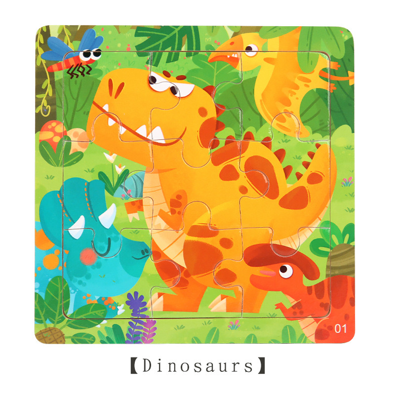  Wooden Jigsaw Puzzle for Kids 9-Piece Set: Educational Hands-On Brain Teaser Game