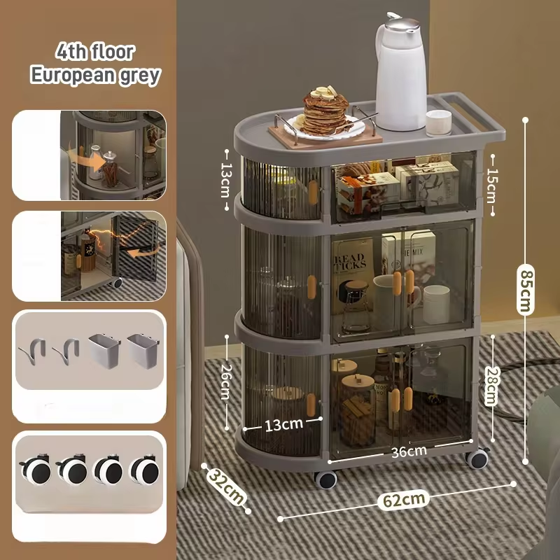 Baby Folding Storage Trolley | Mobile Free-Installation Organizer Shelf