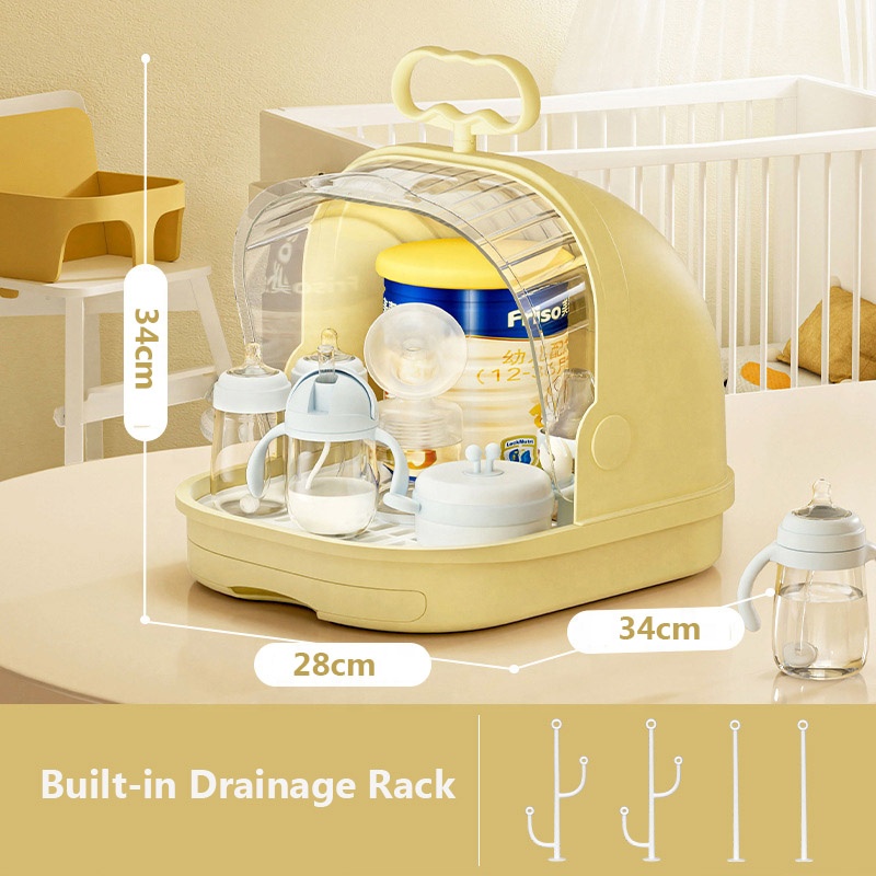 Dustproof Baby Bottle Storage Box | Tableware Drainage Rack & Plastic Organizer