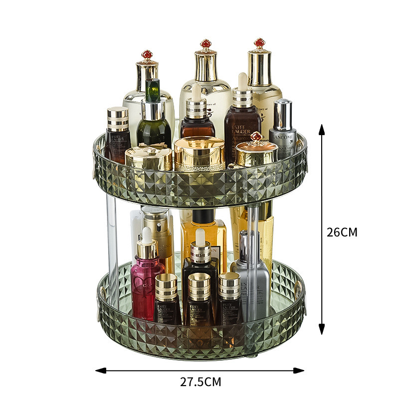 Desktop Vanity Shelf for Perfume, Skin Care Products, Makeup Brushes, and Cosmetics Storage with Glass Countertop Box 