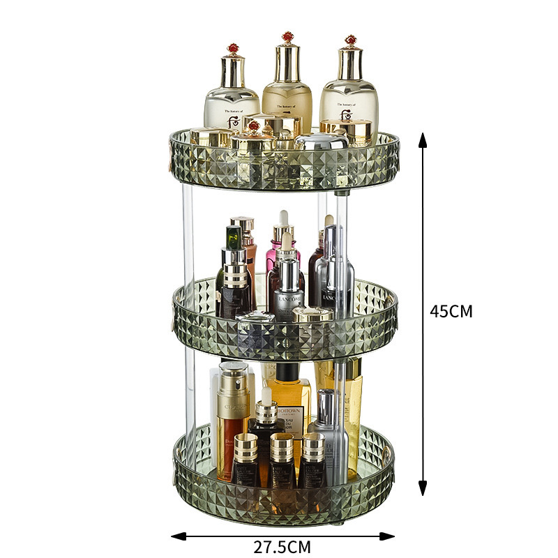 Desktop Vanity Shelf for Perfume, Skin Care Products, Makeup Brushes, and Cosmetics Storage with Glass Countertop Box 