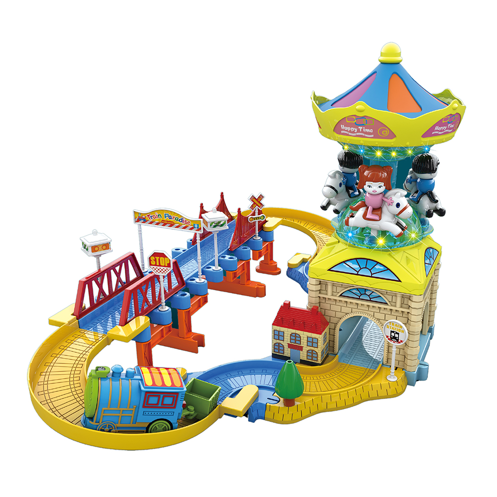 DIY Mini Amusement Park Slot Car Race Track Set - Kids Play Toy Game