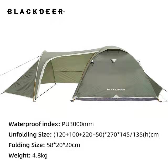 Blackdeer Archeos 2-3 People Backpack Tent, Double Layer Waterproof Thick Fabric Snow Skirt Carry Bag, for Outdoor