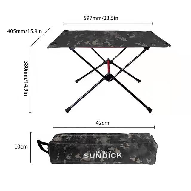 SUNDICK Outdoor Folding Table, Aluminum Alloy Portable Rugged Durable Easy to Assemble Strong Structure, for Outdoor