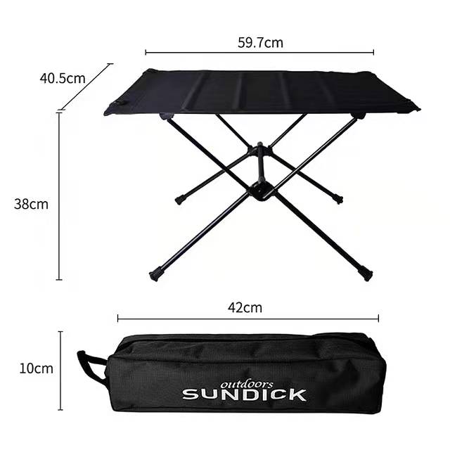 SUNDICK Outdoor Folding Table, Aluminum Alloy Portable Rugged Durable Easy to Assemble Strong Structure, for Outdoor