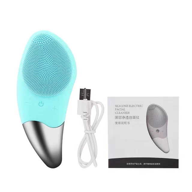 Portable Silicone Sonic Facial Cleansing Brush, No Dead Zones, Mini Electric Face Cleaner for All Skin Types
