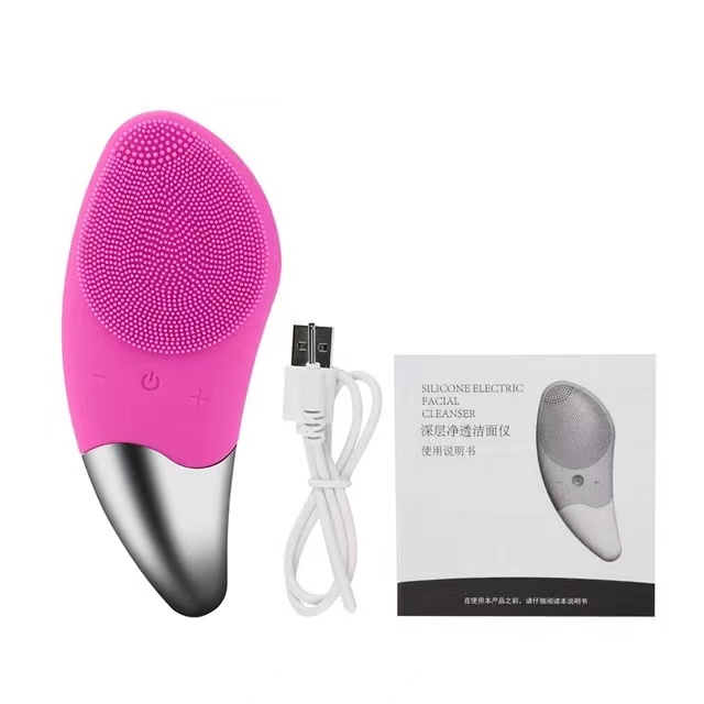 Portable Silicone Sonic Facial Cleansing Brush, No Dead Zones, Mini Electric Face Cleaner for All Skin Types