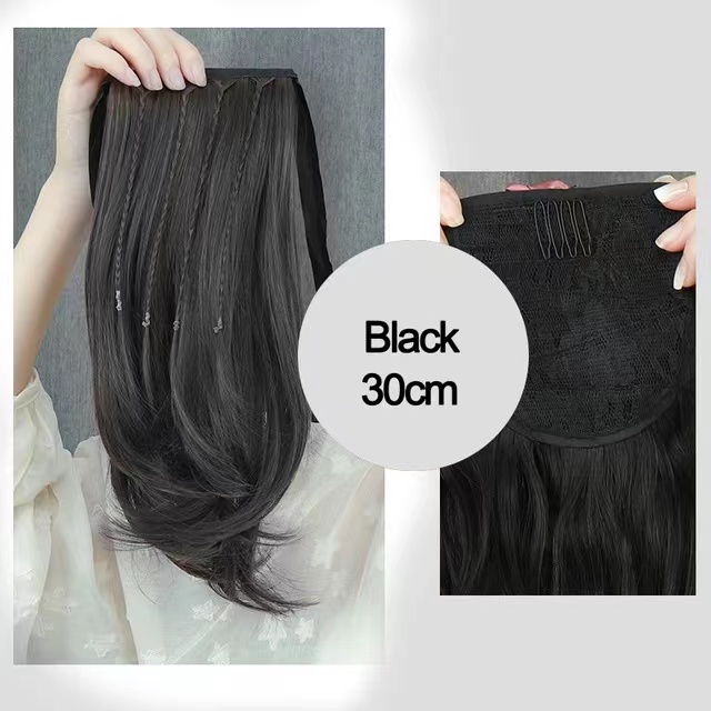 DIANQI Synthetic Ponytail Hair Extension, Heat Resistant Light Brown Ribbon Upwarp Double Fixed, for Girls