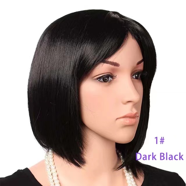 SNOILITE Short Women's Wig, Bob Hairstyle Synthetic 12 Inch Heat Resistant Easy to Wear, 12 Colors