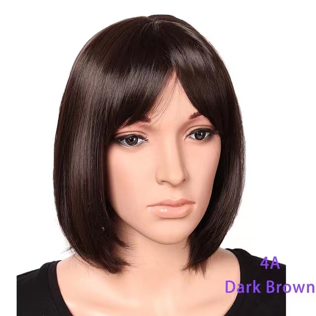 SNOILITE Short Women's Wig, Bob Hairstyle Synthetic 12 Inch Heat Resistant Easy to Wear, 12 Colors