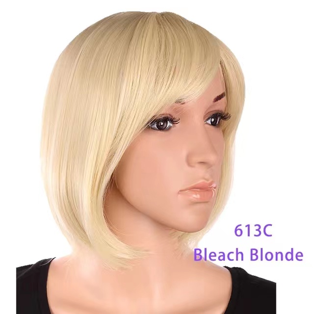 SNOILITE Short Women's Wig, Bob Hairstyle Synthetic 12 Inch Heat Resistant Easy to Wear, 12 Colors