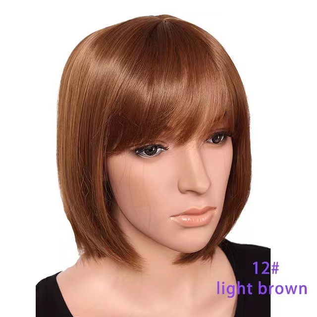 SNOILITE Short Women's Wig, Bob Hairstyle Synthetic 12 Inch Heat Resistant Easy to Wear, 12 Colors