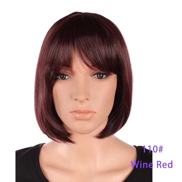 SNOILITE Short Women's Wig, Bob Hairstyle Synthetic 12 Inch Heat Resistant Easy to Wear, 12 Colors