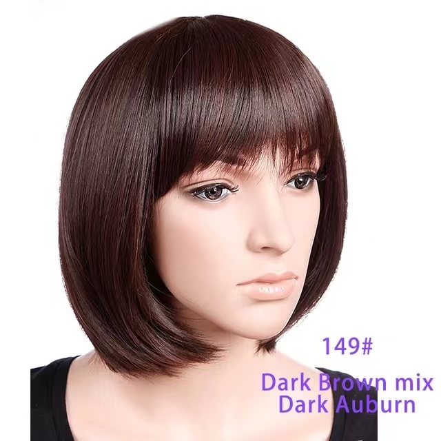 SNOILITE Short Women's Wig, Bob Hairstyle Synthetic 12 Inch Heat Resistant Easy to Wear, 12 Colors