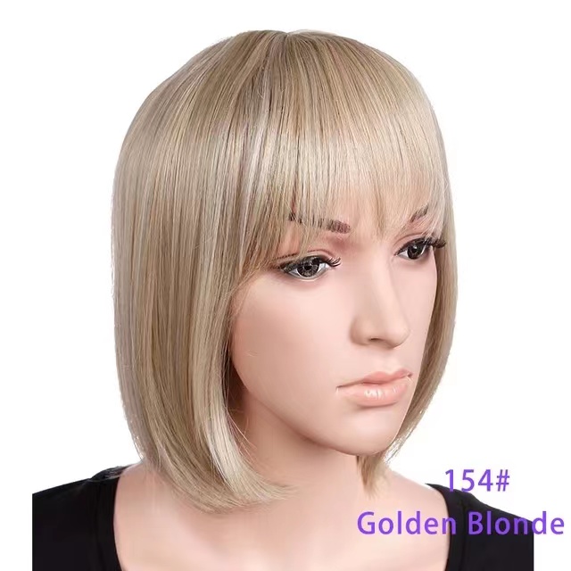 SNOILITE Short Women's Wig, Bob Hairstyle Synthetic 12 Inch Heat Resistant Easy to Wear, 12 Colors
