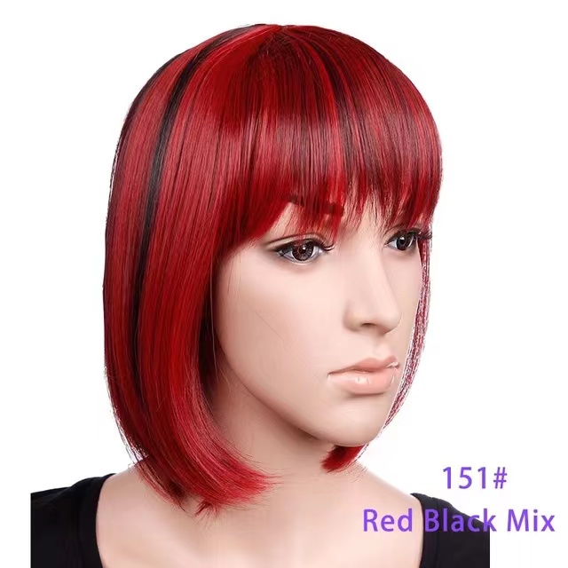 SNOILITE Short Women's Wig, Bob Hairstyle Synthetic 12 Inch Heat Resistant Easy to Wear, 12 Colors