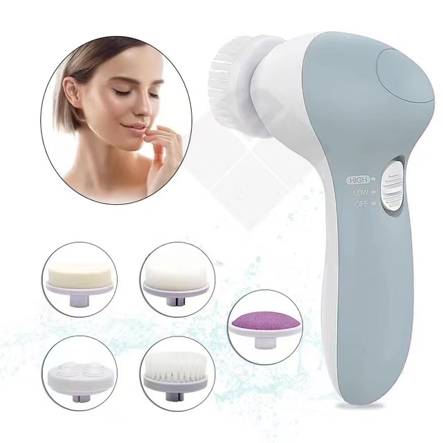 5 in 1 Waterproof Face Cleansing Brush Rotation Large Battery Capacity, Multifunctional Skincare Tool for Women