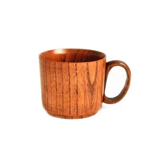Unisex Wooden Coffee Cups, Handmade Small Eco-Friendly with Handle and Spoon 3.03*2.76in, for Home