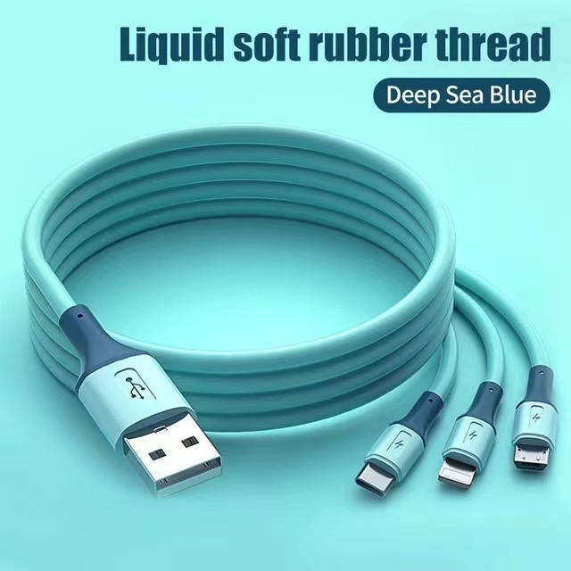 3-in-1 USB Type C Cable, SR Connection Grid Different Interfaces Durable Soft Rubber Intelligent Shunt, for All Phones