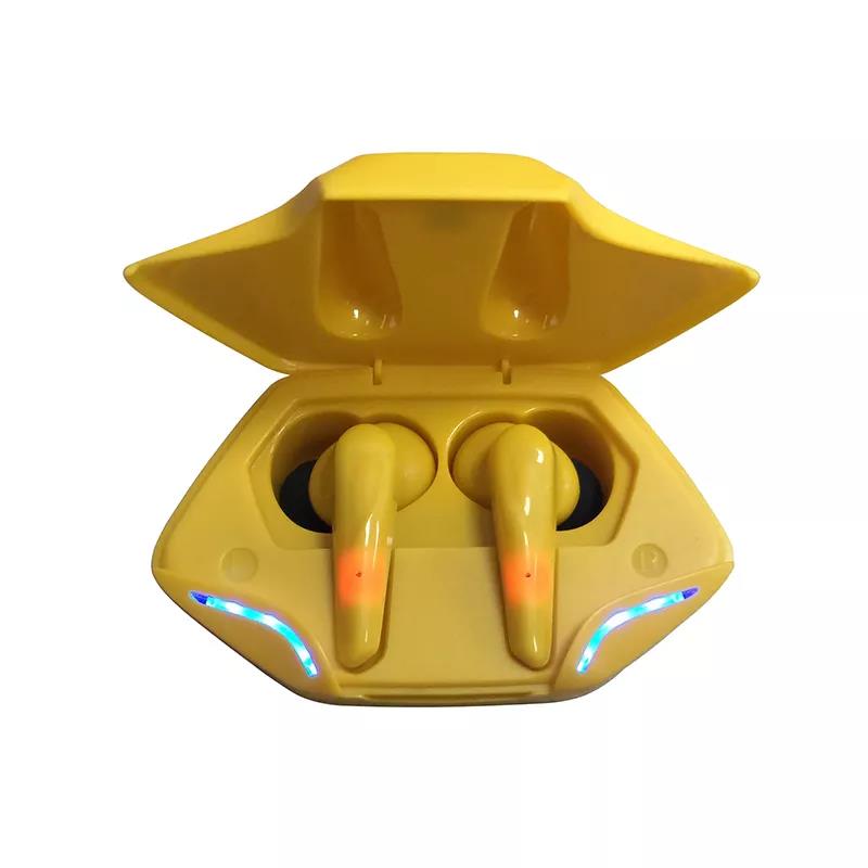 Wireless Earphone, Futuristic Design Multicolor Waterproof LED Display Shock Absorption, for Phones