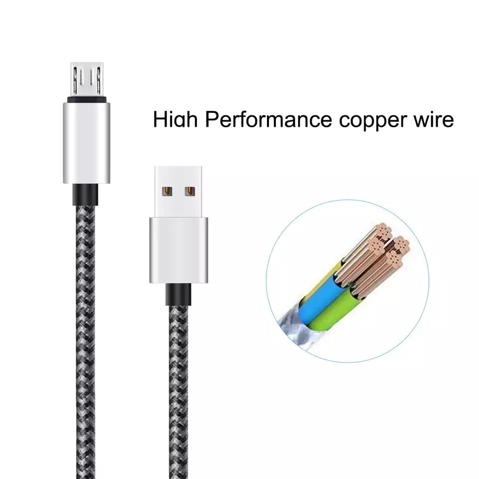 High Speed Charging Cable, Nylon-braided 2-in-1 Fast Charging Safe Connection USB Port, for All Android Devices