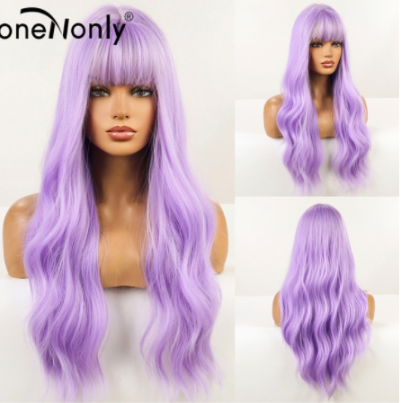 Long Wig with Bangs Natural Wave Heat-resistant Fashion  