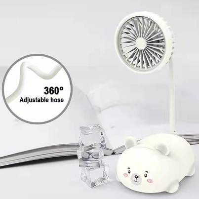 USB Rechargeable Cute Cartoon Design Electric Fan, 360° Adjustable Low Noise for Natural Breeze