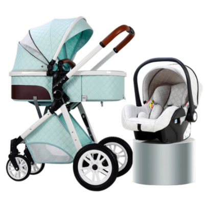 Luxury Baby Stroller, 3 in 1 High Landscape Portable Diaper Bag Cushion Pad Mosquito Net Summer Pad, for Babies