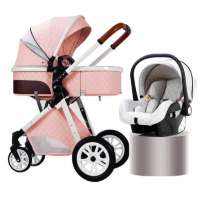 Luxury Baby Stroller, 3 in 1 High Landscape Portable Diaper Bag Cushion Pad Mosquito Net Summer Pad, for Babies